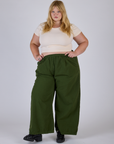 Pleated Pull-On Pants - Evergreen