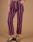 Black Stripe Work Pants - Bubblegum Pink