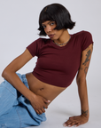 Cropped Baby Tee - Red Wine