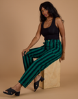 Black Stripe Work Pants - Hunter Green