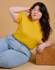 The Organic Vintage Tee in Sunshine Yellow on Ashley