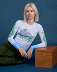 Floral Long Sleeve Baby Tee in Baby Blue on Madeline