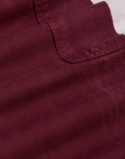 Painted Drop Pocket Cargo Pants in Red Wine fabric detail close up