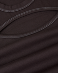 Fabric close up of the Espresso Brown Long Sleeve Porthole Tee