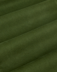 Organic Work Pants in Evergreen fabric detail close up
