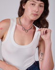 Cropped Tank Top in Vintage Tee White on Alex