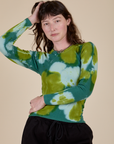 Long Sleeve Baby Tee in Green Magic Waters on Alex