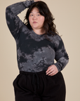 Long Sleeve Baby Tee in Black Magic Waters on Ashley