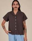 Pantry Button-Up in Espresso Brown on Anthony