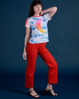 Alex is wearing Airbrush Moon Vintage Tee and mustang red Work Pants