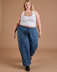 Drop Pocket Cargo Pants in French Blue and Cropped Tank in vintage tee white on Juliet