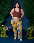 Paintstamped Work Pants in Froggy
and fudgesicle brown Cropped Tank on Ashley