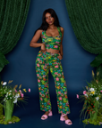 Kandia is wearing Work Pants in Pond Party paired with matching Cropped Tank