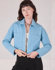 Mechanic Jacket in Baby Blue on Alex