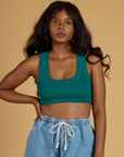 Contrast Stitch Mini Tank in Hunter Green on Kandia