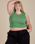 Juliet is wearing Muscle Tee in Seafoam Green