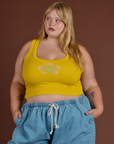 Icon Cropped Tank - Yellow Hibiscus