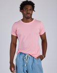 Jr. Varsity Tee in Baby Pink on Isaac