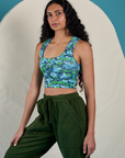 Angled front view of Cropped Tank Top in Angel Print on Shahana