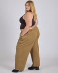 Drop Pocket Cargo Pants in Desert Brown side view on Juliet