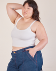 Cropped Cami in Vintage Tee Off-White angled front view on Ashley
