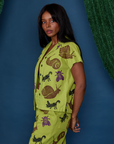 Paintstamped Pantry Button-Up in Big Bug side view on Kandia