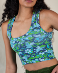 Cropped Tank Top in Angel Print close up on Shahana