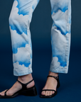Work Pants in Sunny Cloud Airbrush pant leg close up on Alex