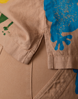 Paintstamped Pantry Button-Up in Froggy side vent close up