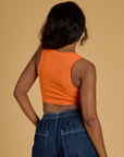 Contrast Stitch Mini Tank in Construction Orange back view on Kandia