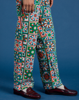Side close up of Work Pants in Quilt Print pant legs on Anthony