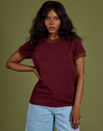 Vintage Ringer Tee in Red Wine worn by Kandia