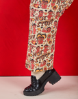 Work Pants in Hot Stuff Print pant leg close up on Juliet