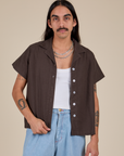 Pantry Button-Up in Espresso Brown worn by Anthony