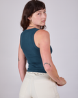 Tank Top in Lagoon angled back view on Alex