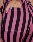 Black Stripe Work Pants - Bubblegum Pink