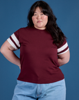 Painted Vintage Tee in Red Wine on Ashley