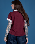 Painted Pantry Button-Up in Red Wine back view on Sydney