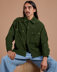 Cropped Corduroy Overshirt in Evergreen on Anthony