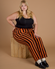 Black Stripe Work Pants - Construction Orange