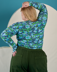 Back view of Long Sleeve Baby Tee in Angel Print on Juliet