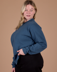 Long Sleeve Burly Tee in French Blue side view on Lish