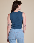 Muscle Tee in French Blue back view on Alex