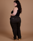 Black Stripe Work Pants - Espresso Brown