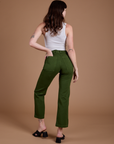 Organic Work Pants in Evergreen back view on Alex