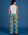 Back view of Work Pants in Quilt Print and vintage tee off-white
