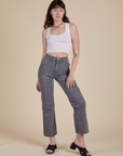 Alex is 5’8” and wearing XS Work Pants in Washed Grey