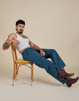 Work Pants in Lagoon worn by Jesse