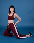 Painted Drop Pocket Cargo Pants in Red Wine and Mini Tank in Red Wine on Alex