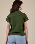 Pantry Button-Up in Evergreen back view on Alex